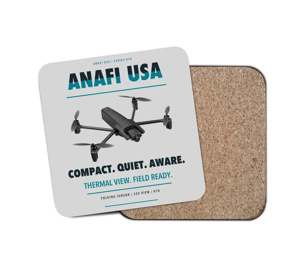 Parrot ANAFI USA design on light gray 1 piece coaster
