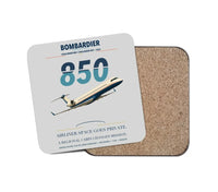 Thumbnail for Bombardier Challenger 850 design on light gray 1 piece coaster
