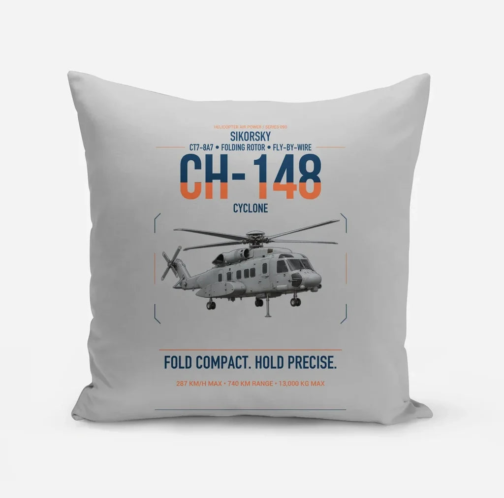 Sikorsky CH-148 Cyclone design on light gray pillow