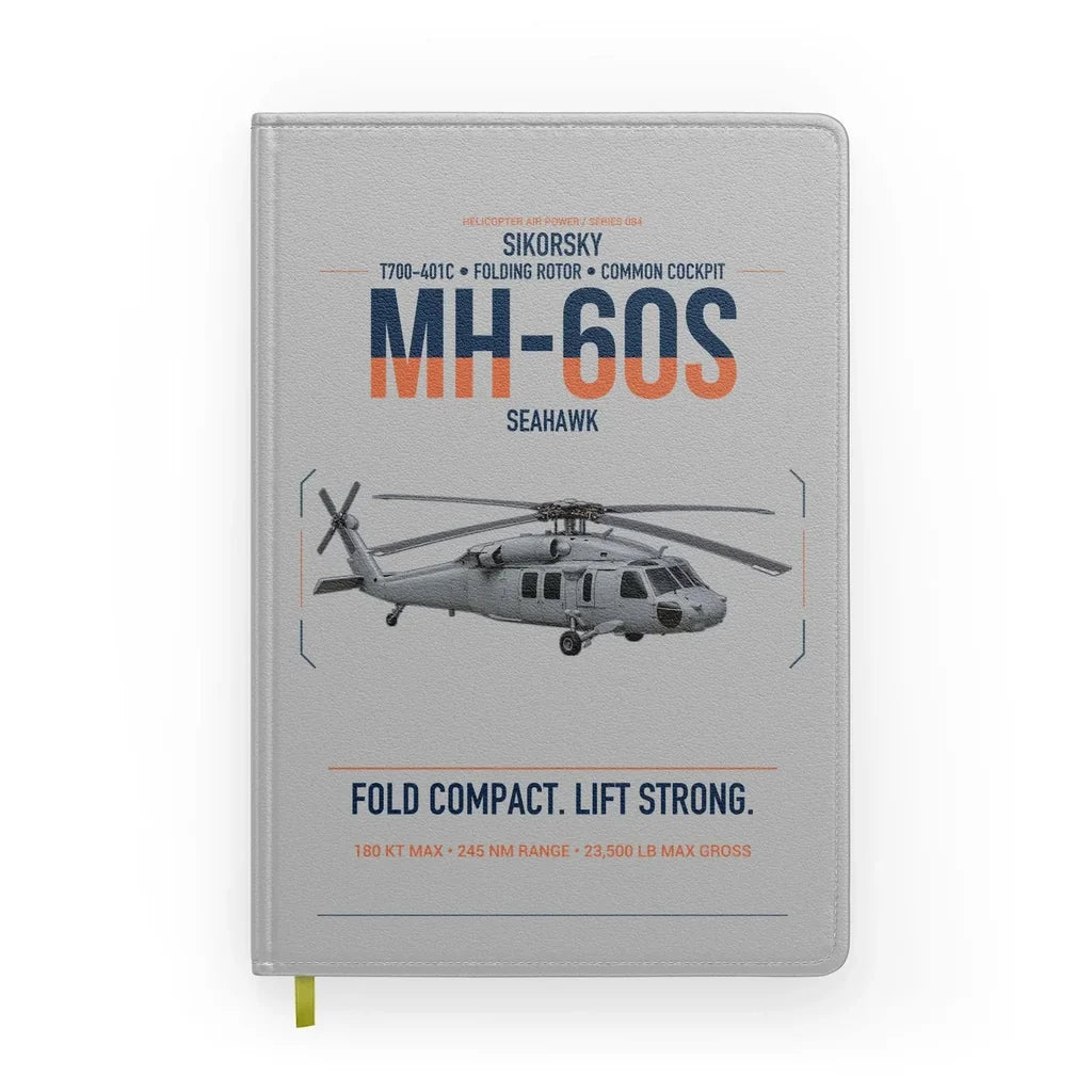 Sikorsky MH-60S Seahawk design on light gray notebook
