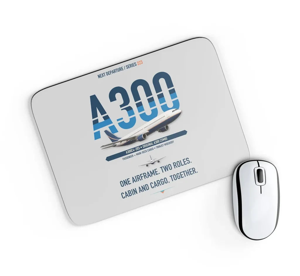 Airbus A300C4-203 design on light gray rectangle mouse pad