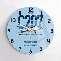 Thumbnail for Cessna T207A Stationair 8 design on light blue no frame wall clock