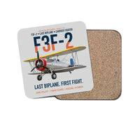 Thumbnail for F3F-2 Last Biplane First Fight design on light gray 1 piece coaster