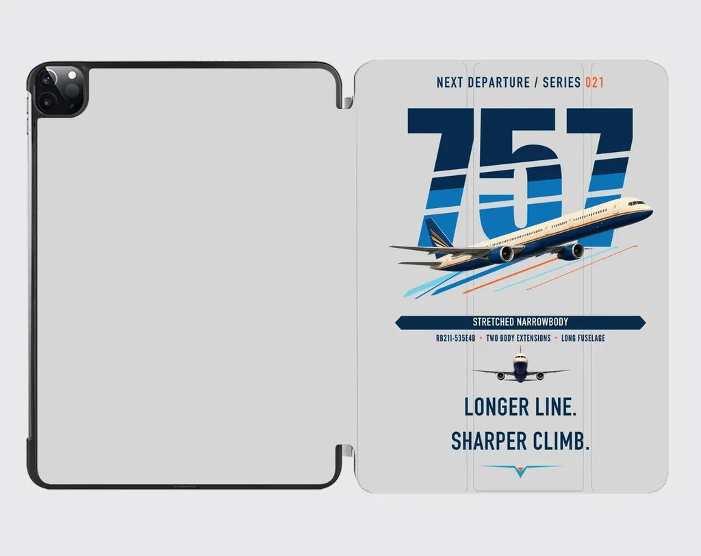 Boeing 757-300 design on light gray ipad tablet case