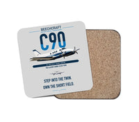 Thumbnail for Beechcraft King Air C90 design on light gray 1 piece coaster