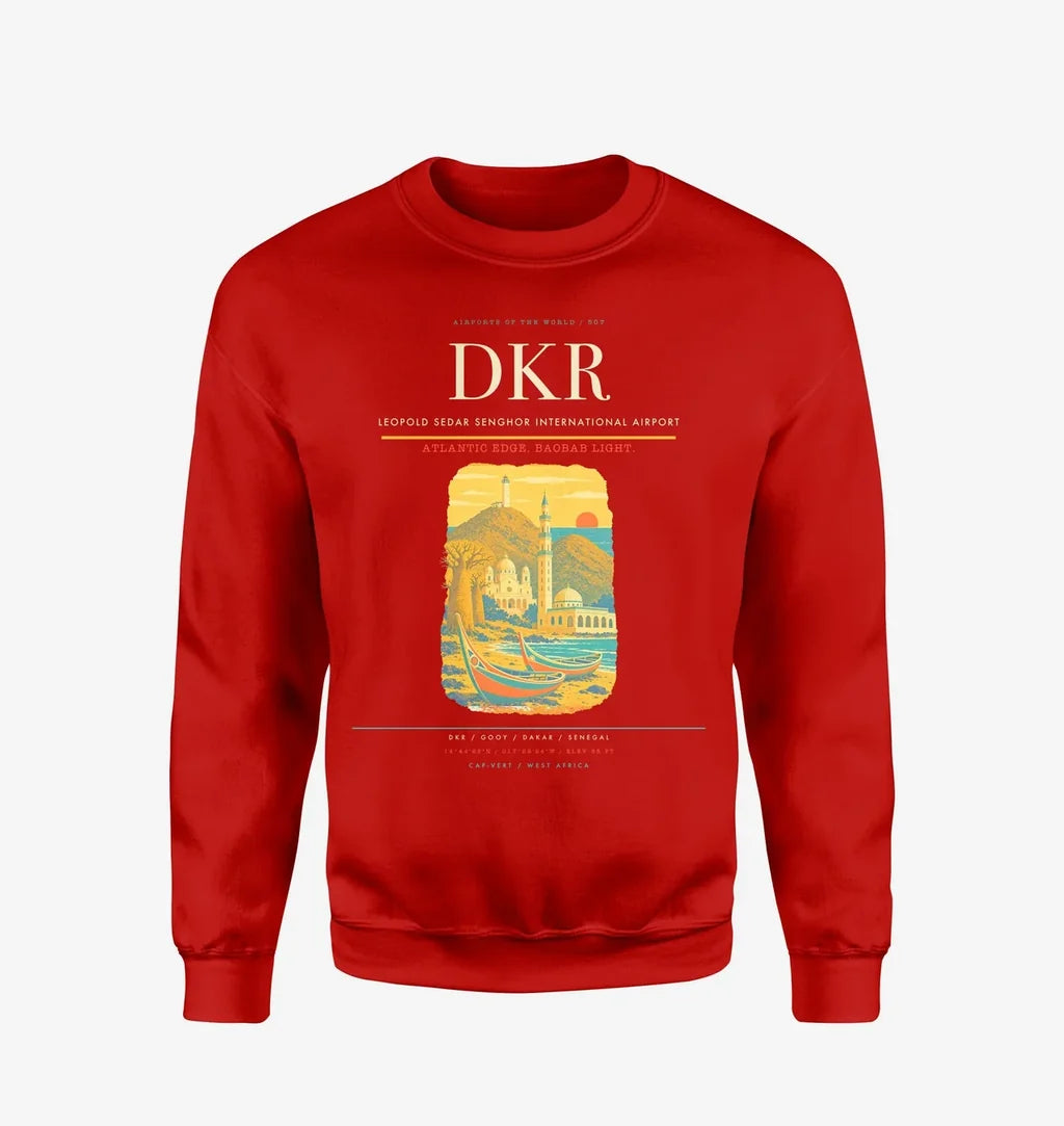 Leopold Sedar Senghor International Airport (DKR) design on red sweatshirt