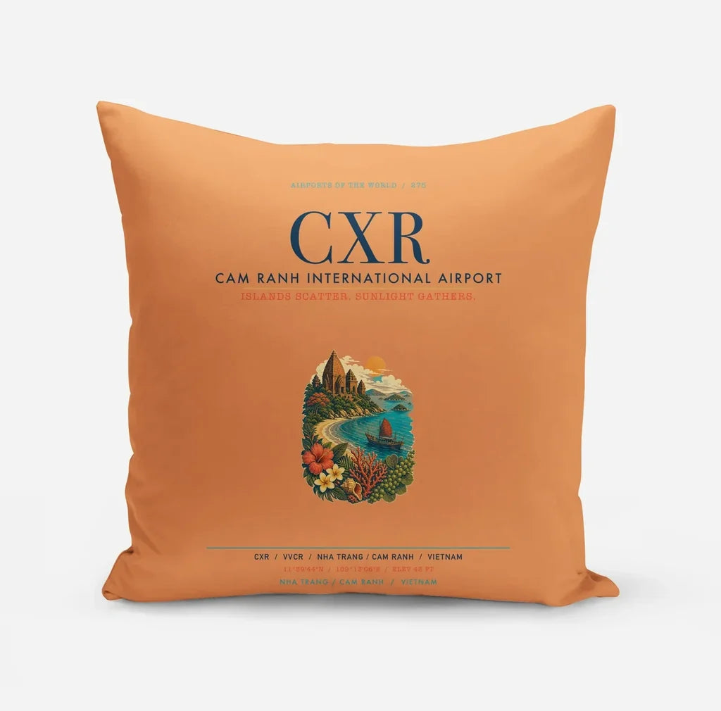 Cam Ranh International Airport Nha Trang (CXR) design on orange pillow