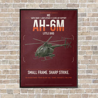 Thumbnail for MD AH-6M Little Bird vertical canvas print - framed - dark red background