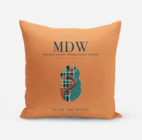 Thumbnail for Chicago Midway International Airport (MDW) design on orange pillow