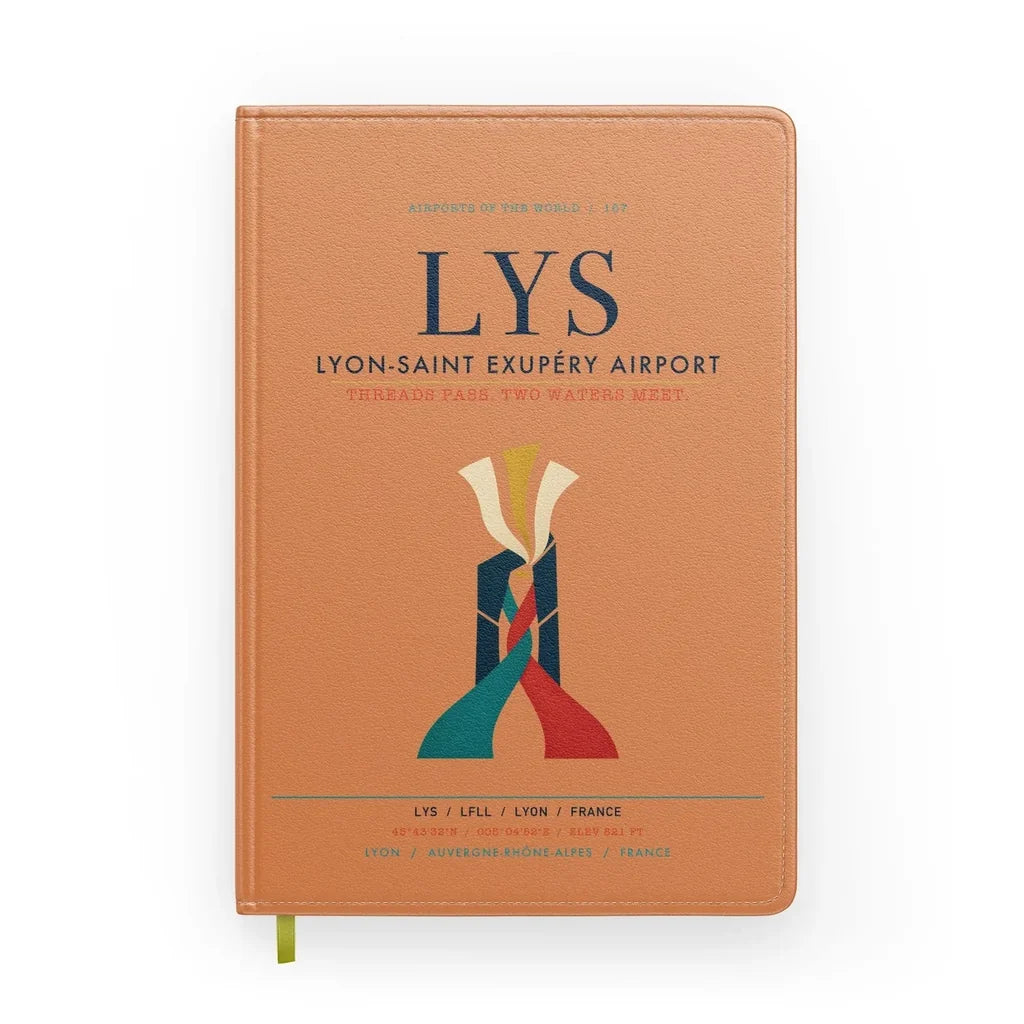 Lyon-Saint Exupéry Airport (LYS) design on orange notebook