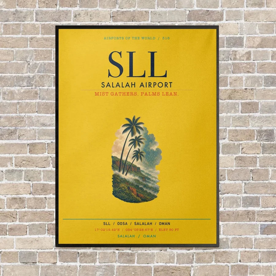 Salalah Airport SLL vertical canvas print - framed - yellow background