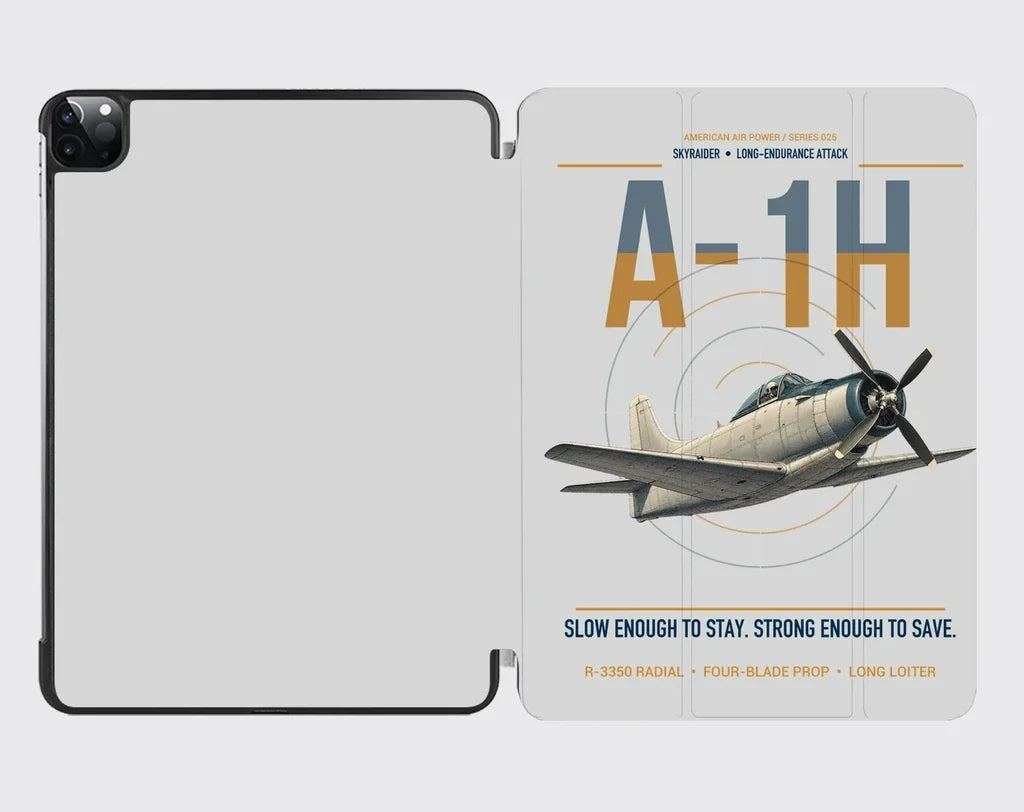 A-1H Skyraider design on light gray ipad tablet case