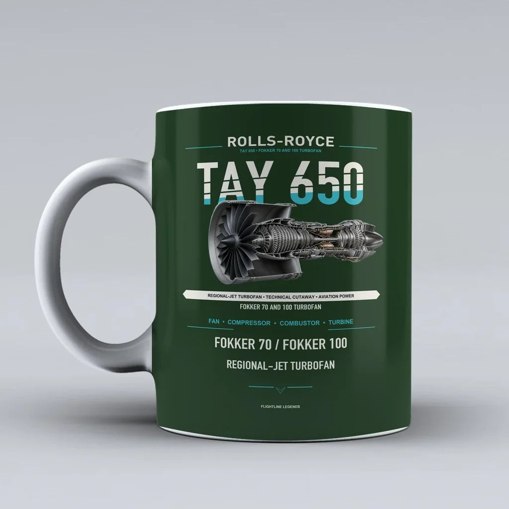 650 Mug design on dark green tay