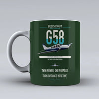 Thumbnail for Beechcraft Baron G58 design on dark green ceramic mug, double-side print