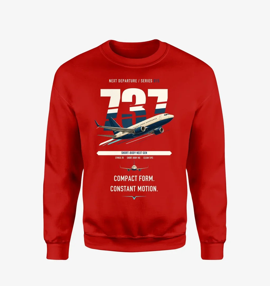 Boeing 737-700 NG design on red sweatshirt