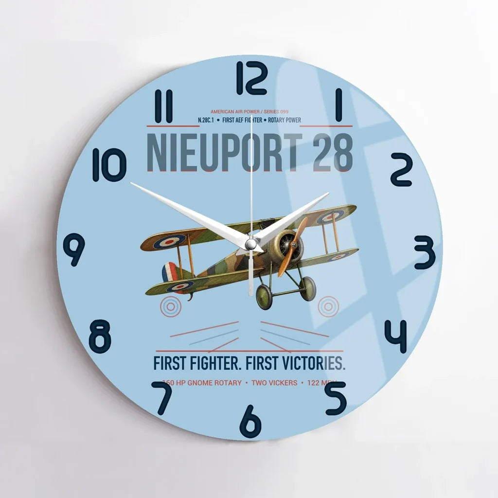 Nieuport 28C.1 design on light blue no frame wall clock
