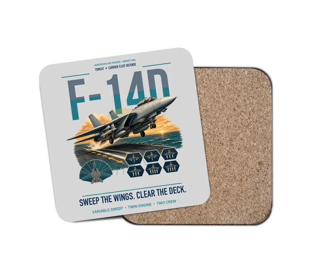 F-14D Tomcat design on light gray 1 piece coaster