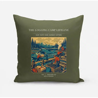 Thumbnail for VINTAGE G4488 - The Logging Camp Lifeline - Designed Pillows design on greenarmy