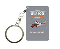 Thumbnail for Leonardo AW189 design on gray designed key chain, double-side print