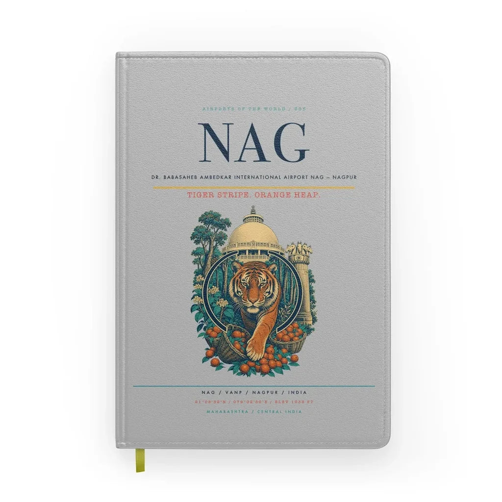 Dr. Babasaheb Ambedkar International Airport (NAG) design on light gray notebook