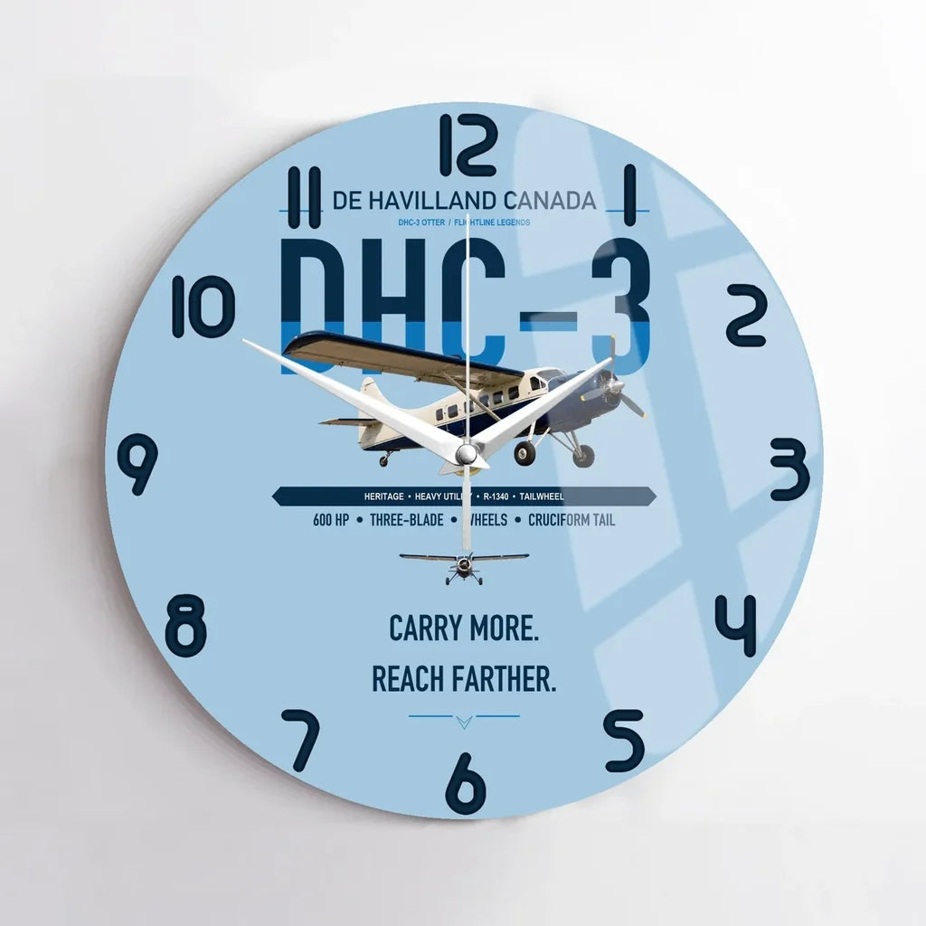 DHC-3 Otter design on light blue no frame wall clock