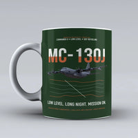 Thumbnail for MC-130J COMMANDO II design on dark green ceramic mug, double-side print