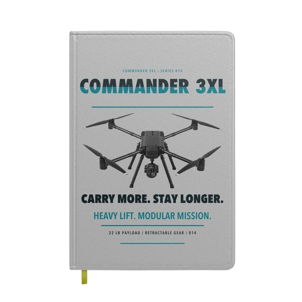 Draganfly Commander 3XL design on light gray notebook
