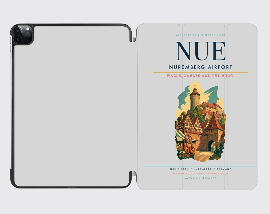 Nuremberg Airport (NUE) design on light gray ipad tablet case