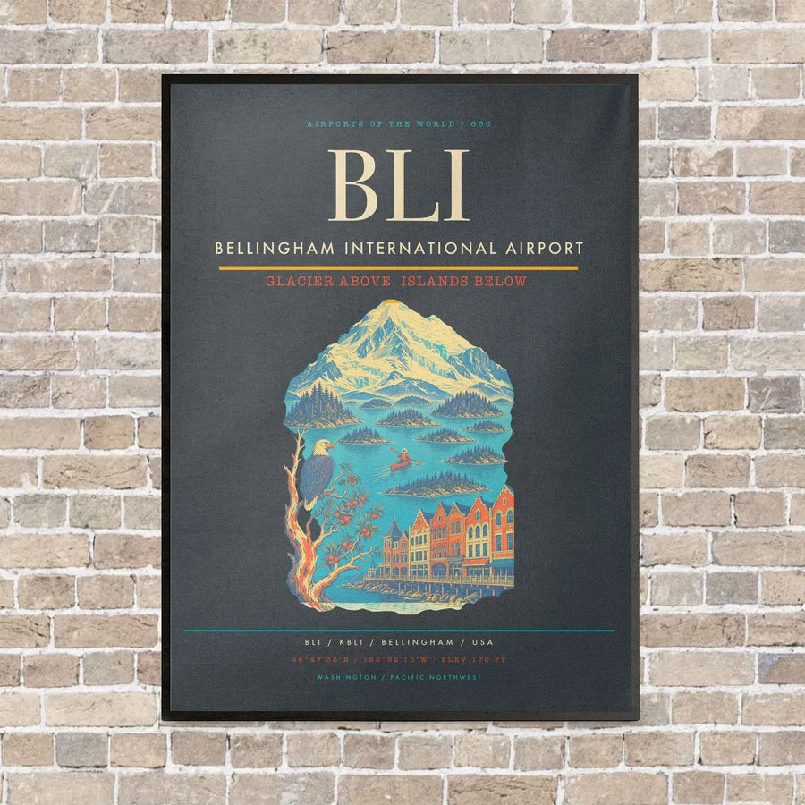 Bellingham International Airport BLI - Canvas Framed - Gray