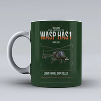 Thumbnail for Westland Wasp HAS1 design on dark green ceramic mug, double-side print