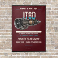 Thumbnail for JT8D vertical canvas print - framed - dark red background