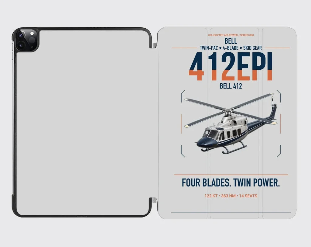 Bell 412EPI design on light gray ipad tablet case