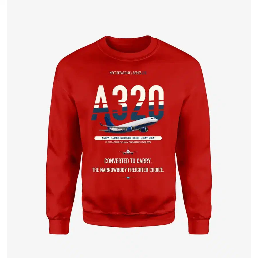 Airbus A320P2F design on red sweatshirt