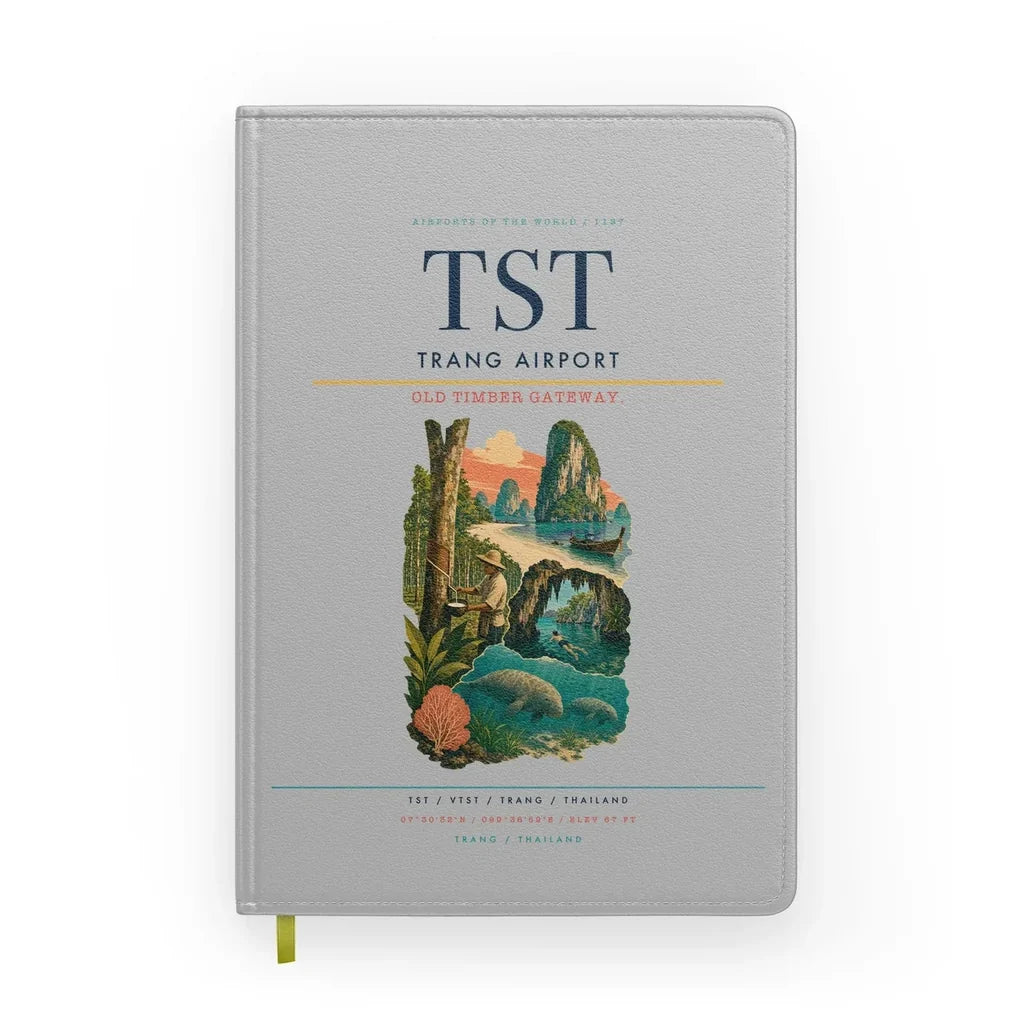 Trang Airport (TST) design on light gray notebook