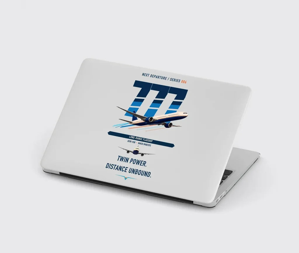 Boeing 777-300ER design on light gray MacBook case