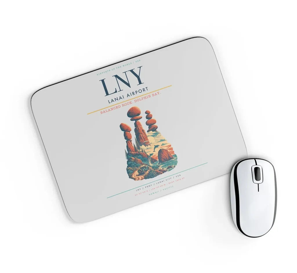 Lanai Airport (LNY) design on light gray rectangle mouse pad
