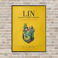 Thumbnail for Milano Linate Airport LIN vertical canvas print - framed - yellow background