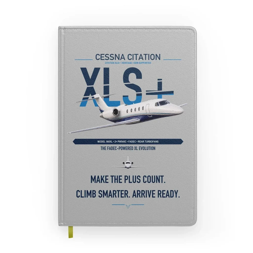 Cessna Citation XLSPlus design on light gray notebook