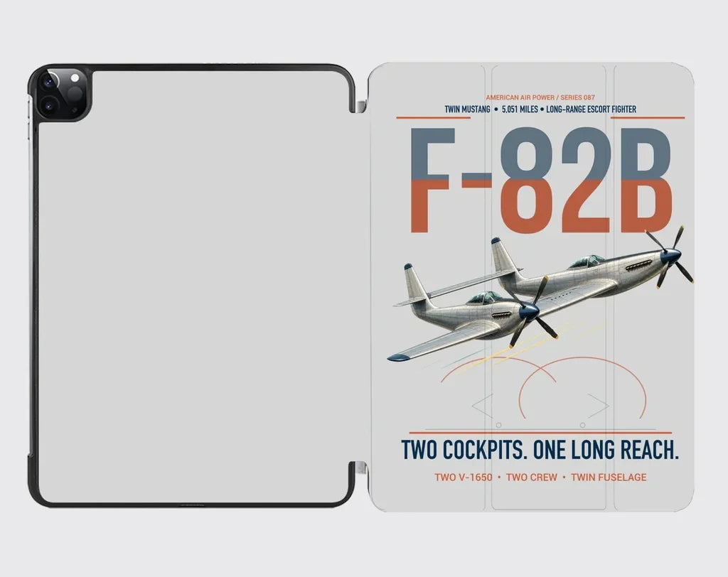 F-82B Twin Mustang design on light gray ipad tablet case