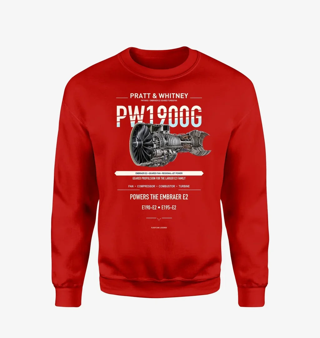 PW1900G design on red sweatshirt