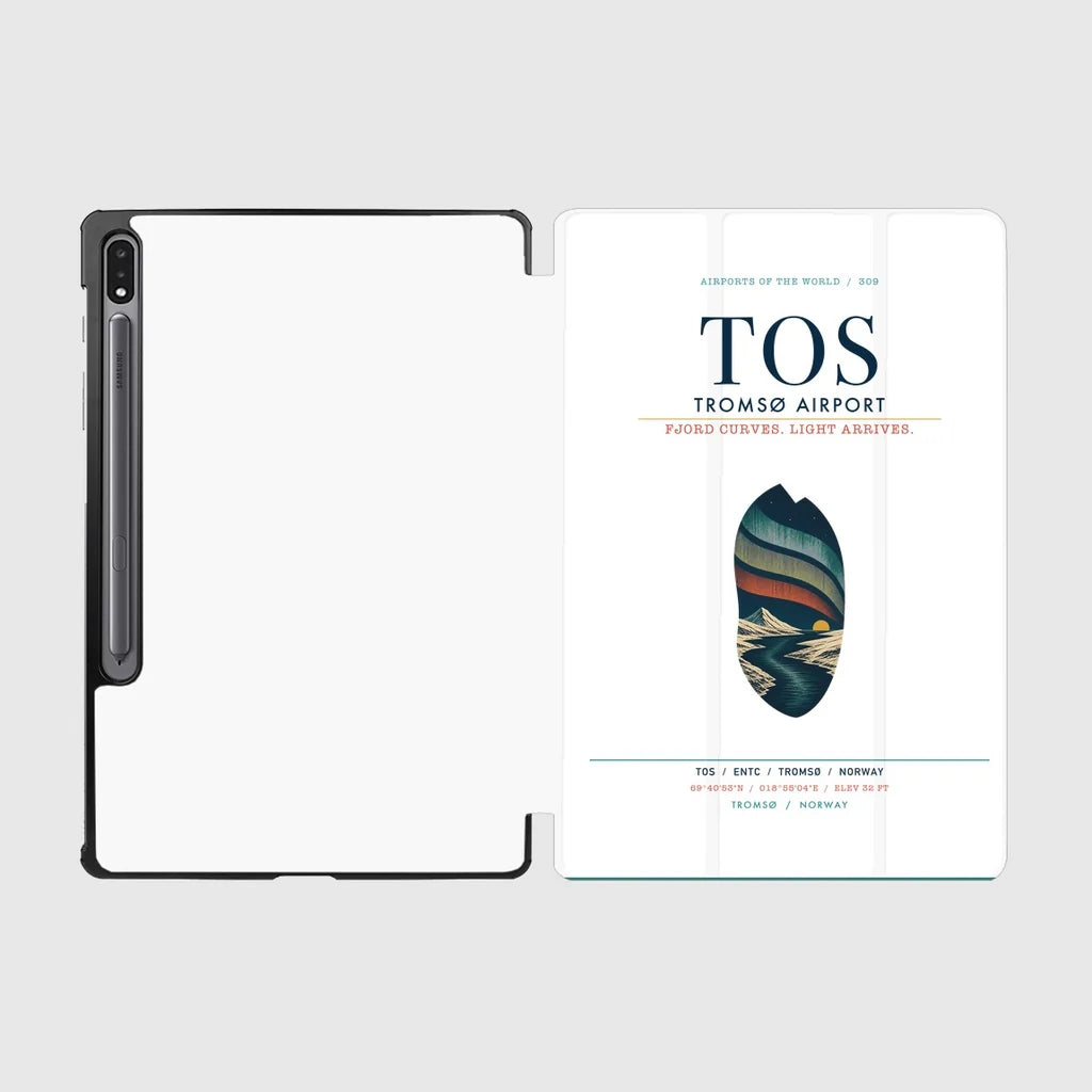 Tromsø Airport (TOS) design on white samsung tablet tablet case