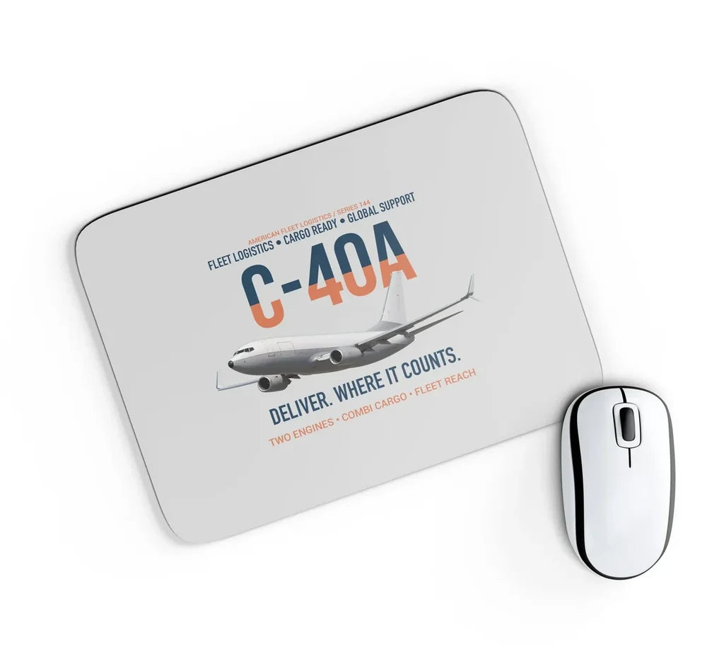 C-40A Clipper Fleet Logistics Ready design on light gray rectangle mouse pad