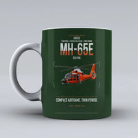 Thumbnail for Airbus MH-65E Dolphin design on dark green ceramic mug, double-side print