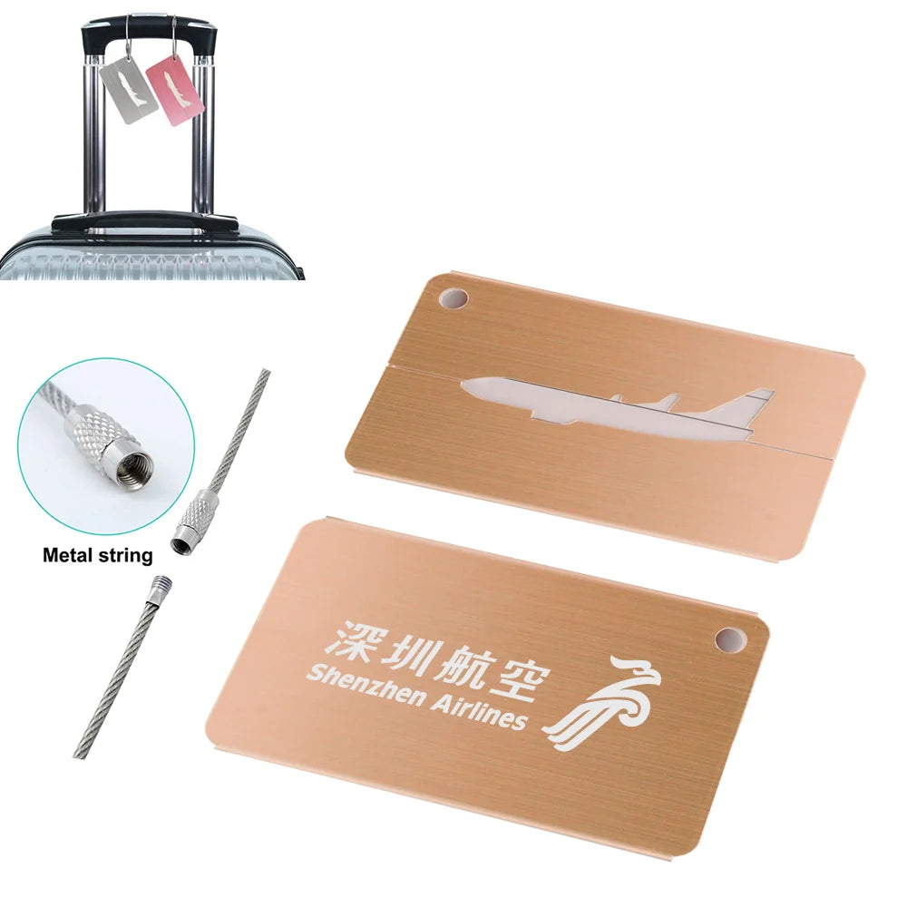 Shenzhen Airlines Aluminum Airplane Luggage tag in gold