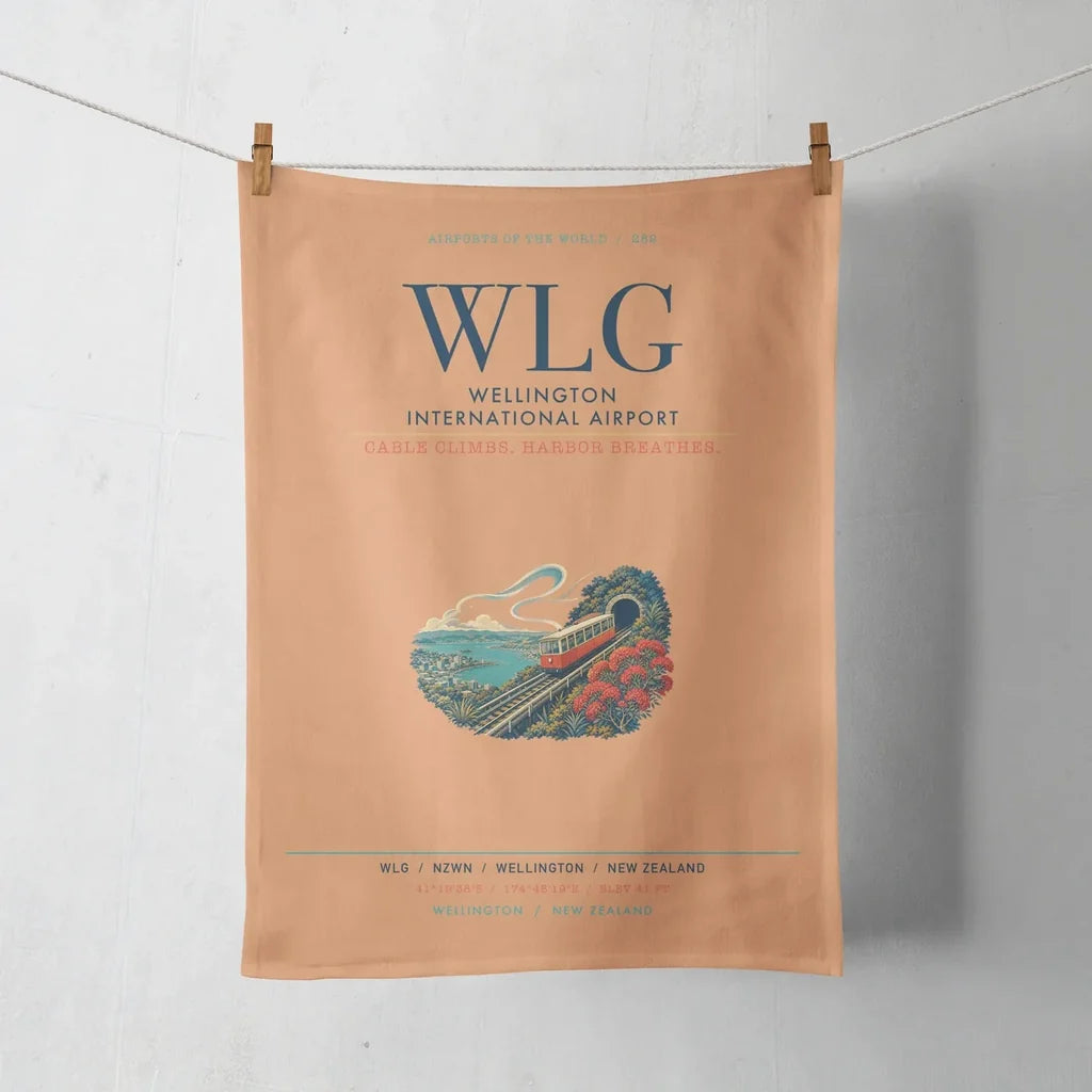 Wellington International Airport (WLG) design on orange towel