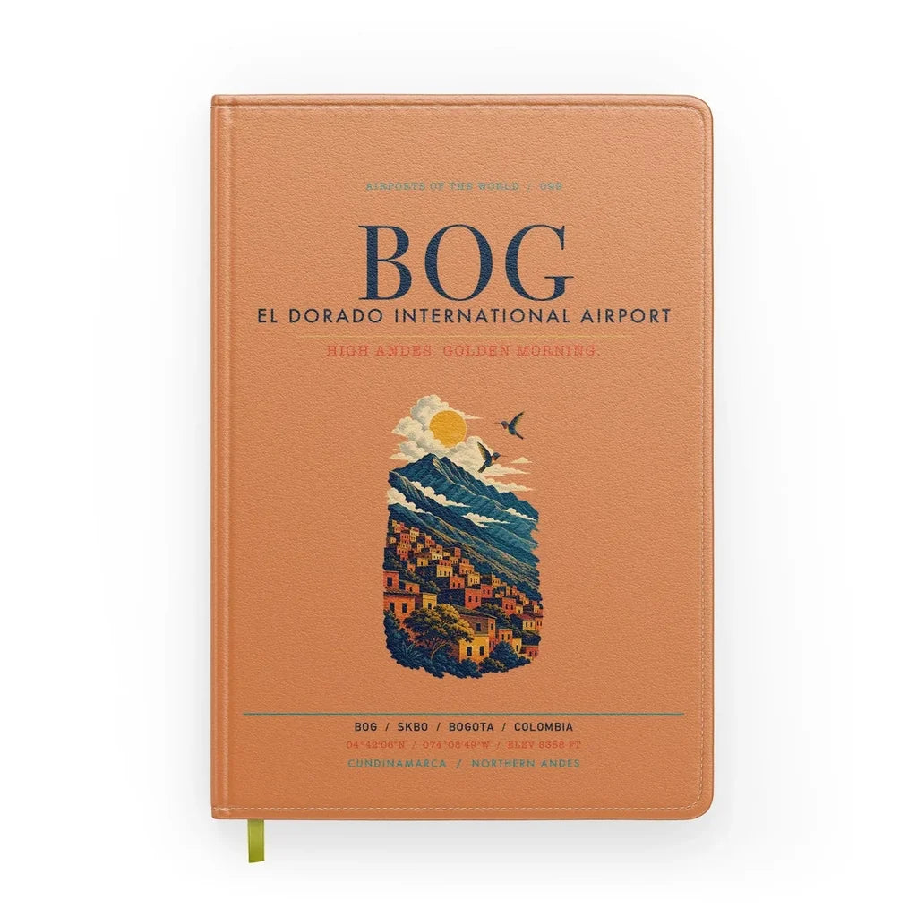 Bogota El Dorado International Airport (BOG) design on orange notebook