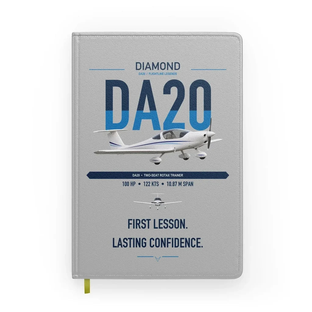 Diamond DA20 design on light gray notebook