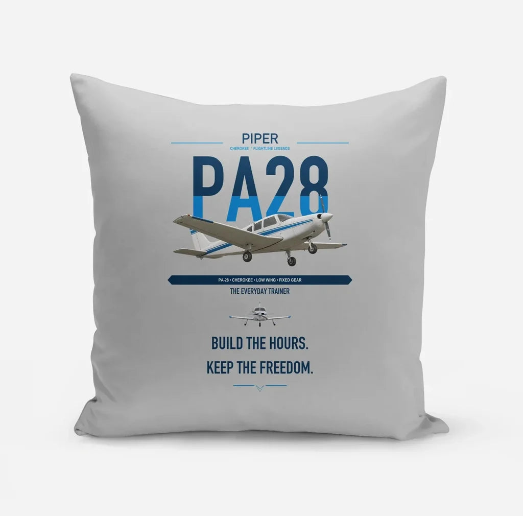 Piper PA-28 Cherokee design on light gray pillow