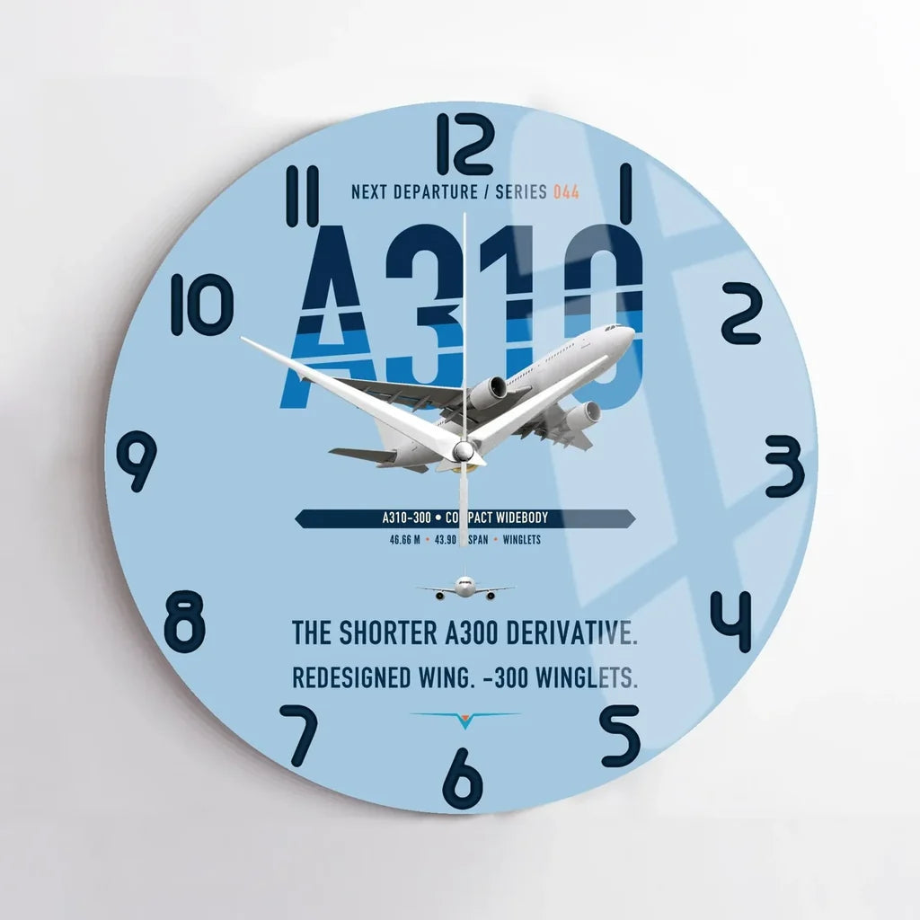 Airbus A310-300 design on light blue no frame wall clock