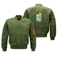 Thumbnail for Flores Airport (FLW) design on green bomber jacket